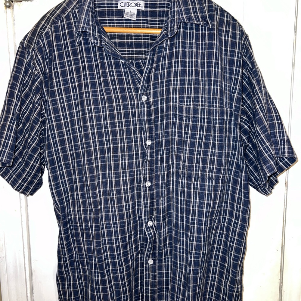 Cherokee Men's Blue Plaid Shirt